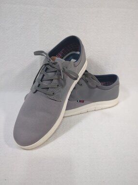 Ben Sherman Mens 11 Grey Canvas Dress Sneakers Plaid Lined Casual Oxford Shoes